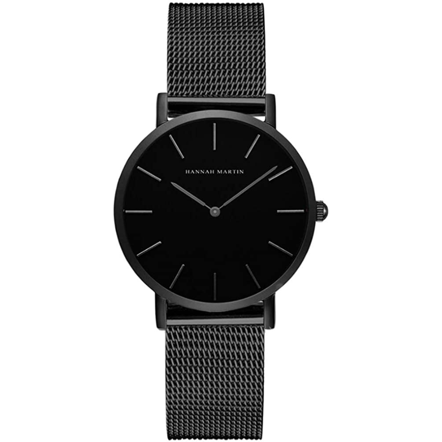 Montre maille milanaise noire femme la signature Hannah Martin