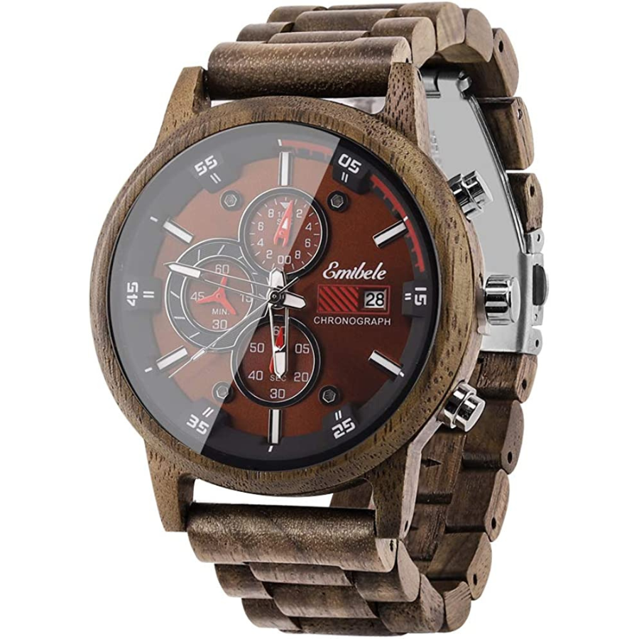 Montre de Sport en Bois pour Homme - Emibele Chronographe