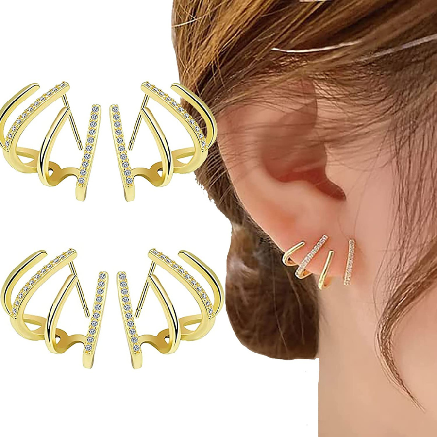 Manchettes de boucles d\'oreilles griffes pour femmes : Sublimez votre style avec des zircons scintillants