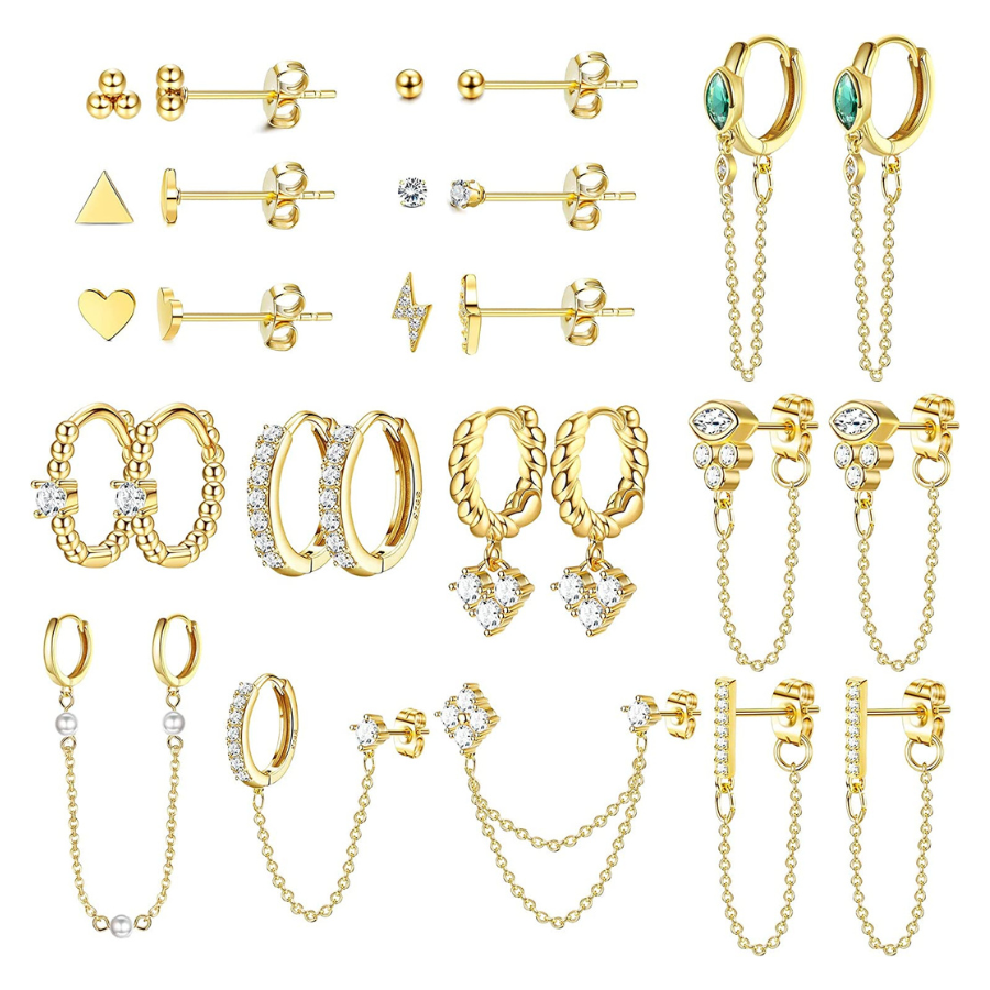 Adramata - 27PCS de boucles d'oreilles en acier inoxydable pour les femmes - Un large choix de styles