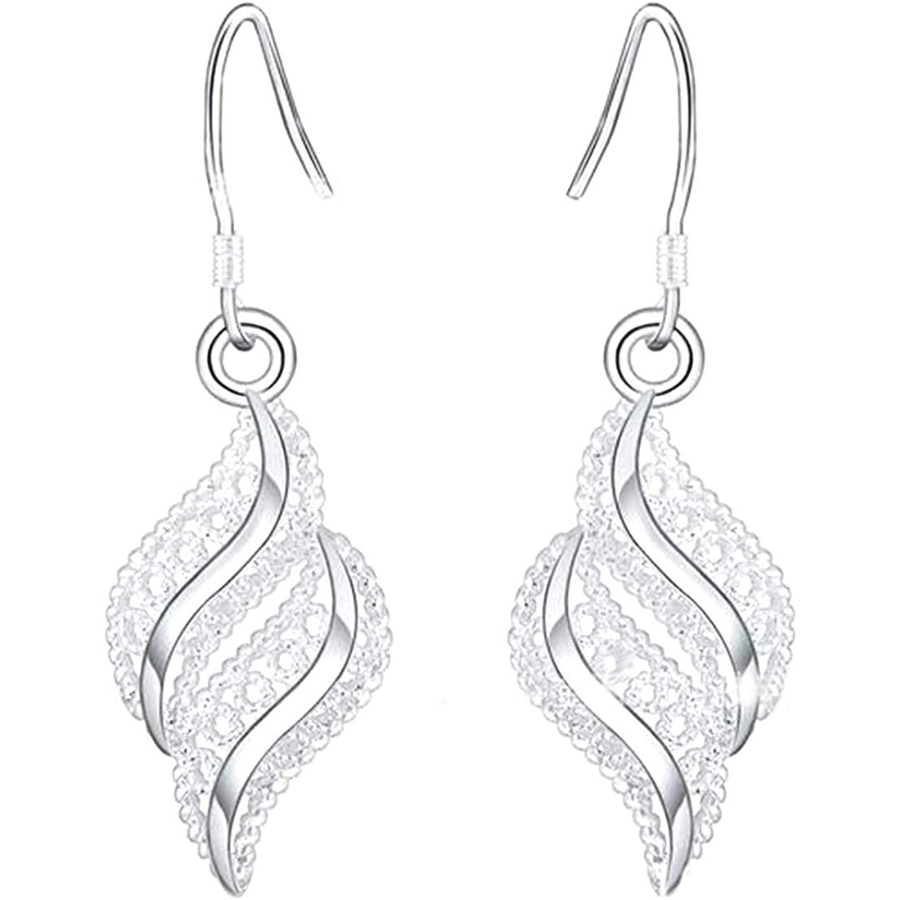 Boucles d\'oreilles pendantes en forme de feuilles ondulées pour les femmes - Belle Design