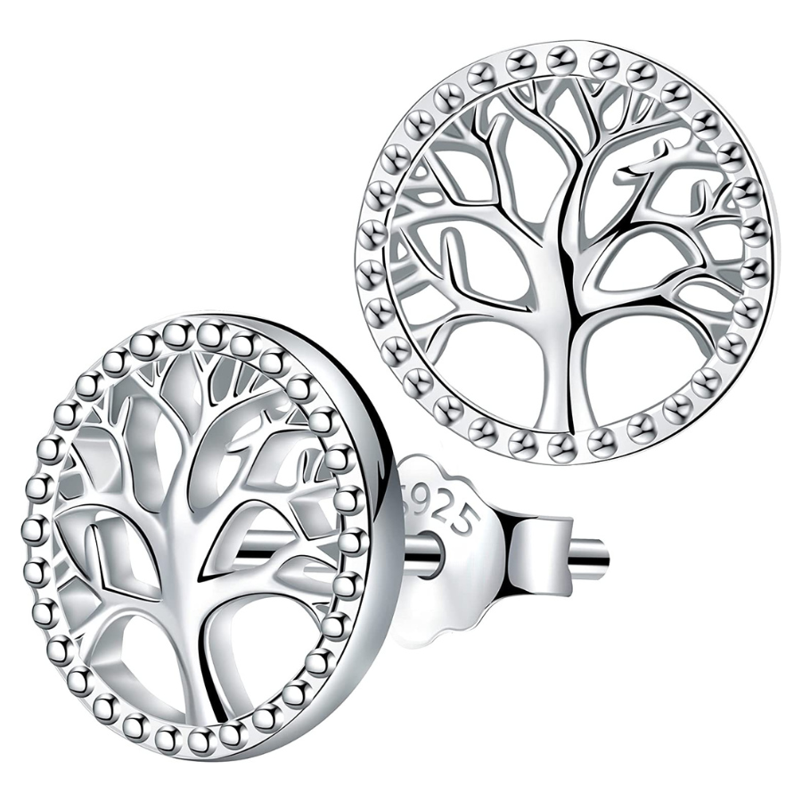Boucles d\'oreilles en argent sterling 925 élégantes et raffinées avec un design d\'arbre de vie de Lydreewam