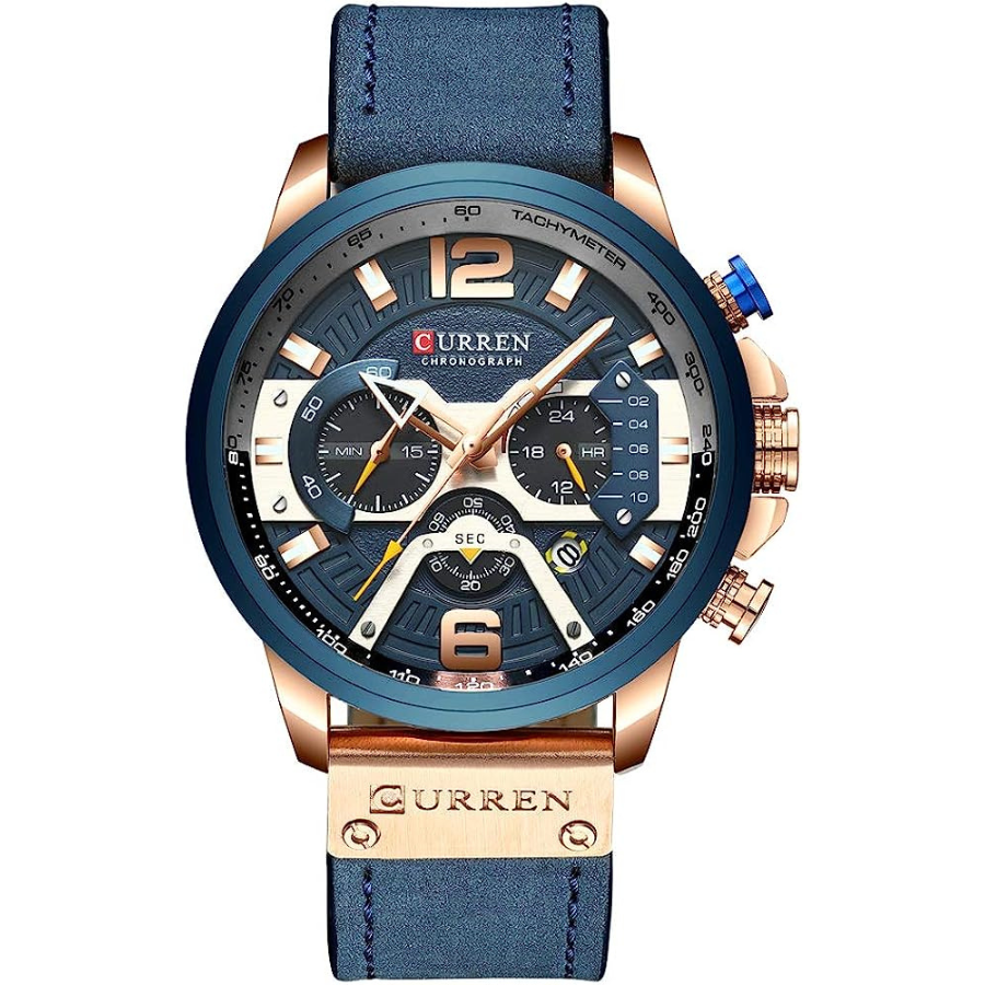 Montre de sport en cuir bleu : le style militaire ultime pour hommes