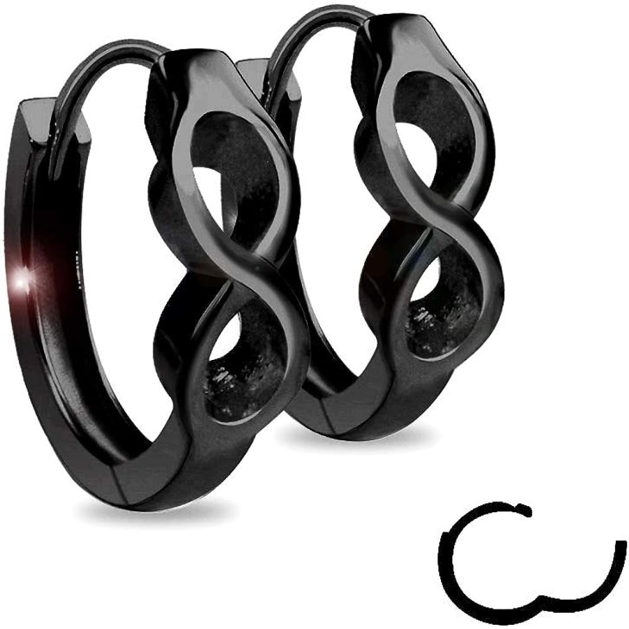Boucles d\'oreilles créoles Infinity en argent 925 noir : Une symphonie pour les âmes élégantes