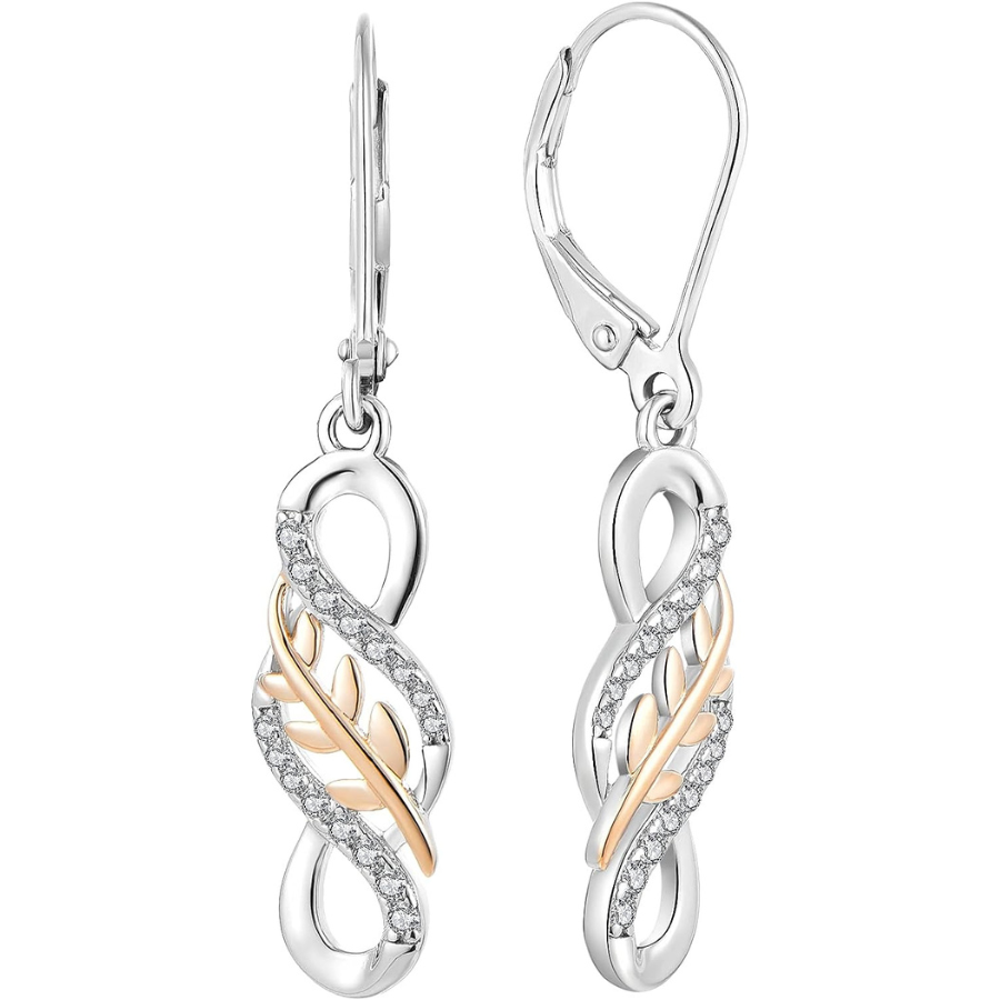 L\'infini élégance des boucles d\'oreilles Feuille en Argent JO WISDOM