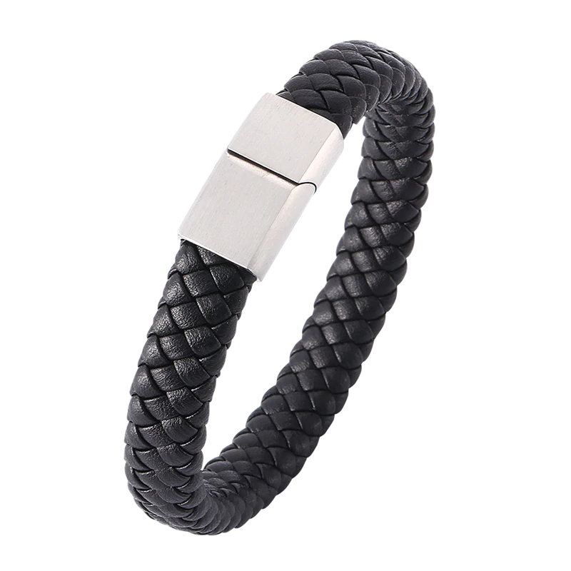 Hommes Tissée Ronde Classique Tressé Noir Paracord Bracelet Bracelet Pour Lui