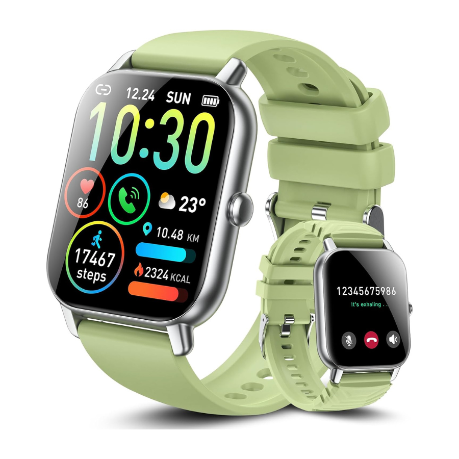 Ddidbi Watch Homme : Appels via Bluetooth, Écran 1.85" HD, Mesure de l'Activité Physique et Santé, 112 Modes Sportifs, Double Bracelet, Imperméable IP68, Compatible Android/iOS - Vert [Classe énergétique A   ]