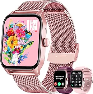 Montre Connectée Femme Sport: Appels, Fitness, 1.83 HD (Rose)