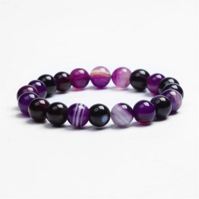 Bracelet spiritualité en agate violette