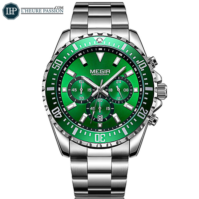 Montre homme chronographe cadran vert