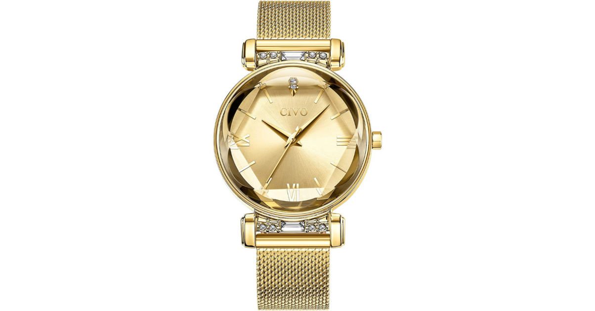 Montre Femme Dorée Acier Inoxydable CIVO - Étanche Analogique Quartz Avec Bracelet Cadeau