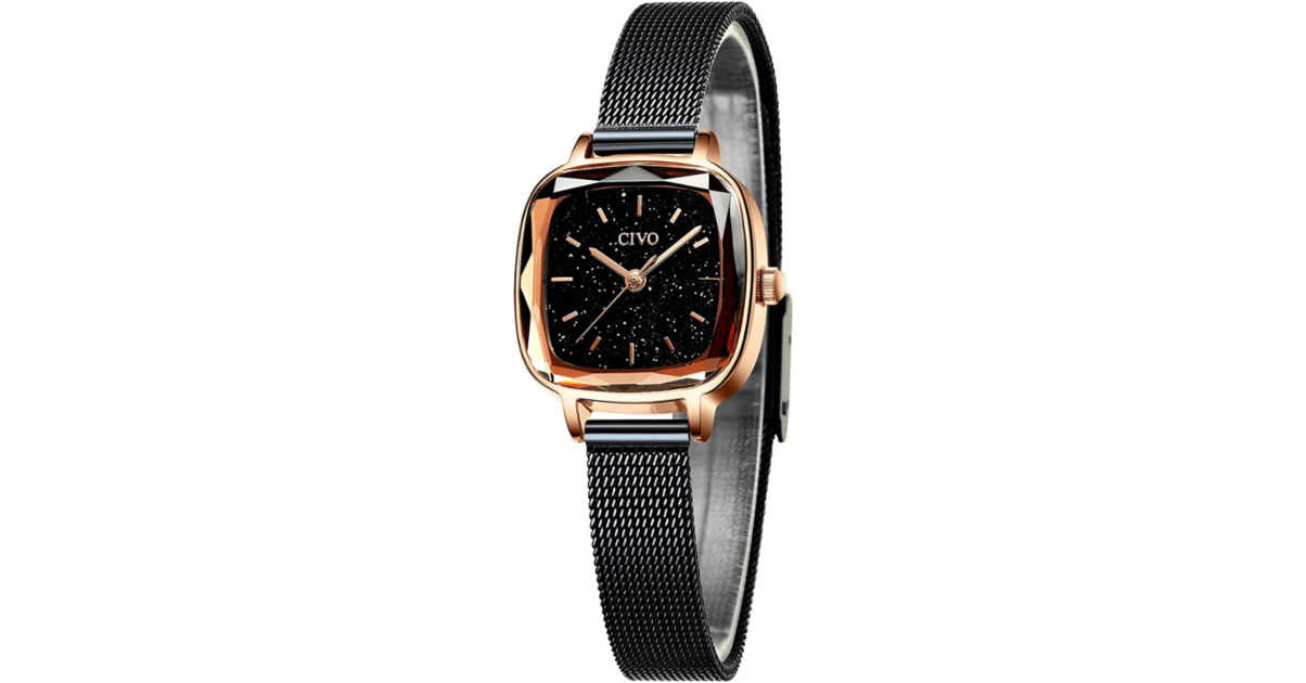 Montre Femme Classique CIVO - Cadran Minimaliste, Bracelet Cuir Noir, étanche 3 ATM, Mouvement Japonais