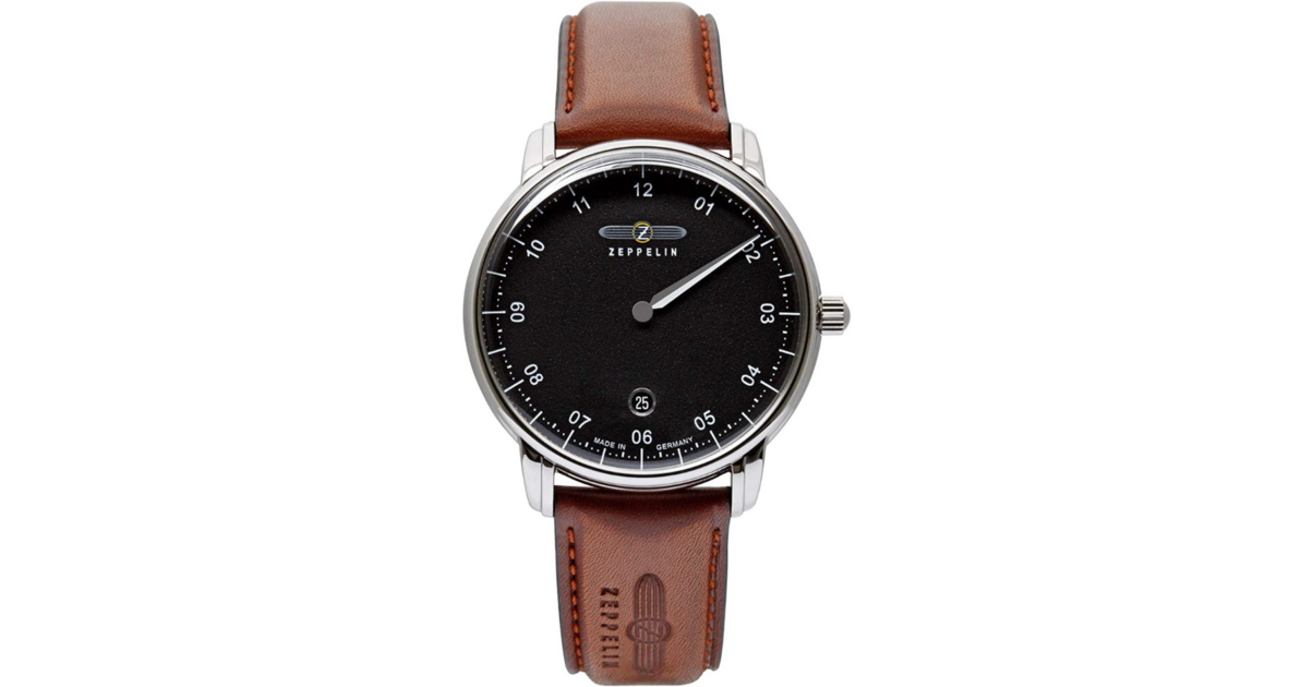 Zeppelin Orologio Da Uomo Monotimer 32019429 – Quarzo Svizzero, Cassa Acciaio 41mm, Pelle, Made In Germany