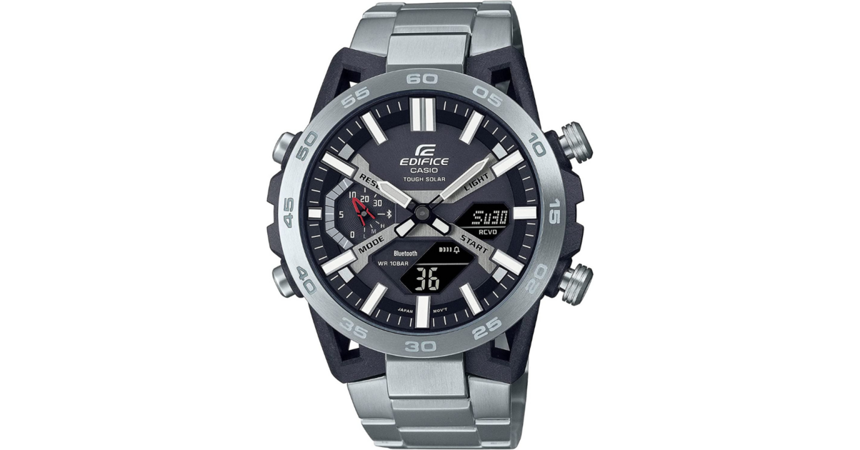 Montre Homme Casio ECB-2000D-1AEF Chronographe Solaire - Boîtier Et Bracelet Acier Inoxydable, Neuf Avec étiquettes