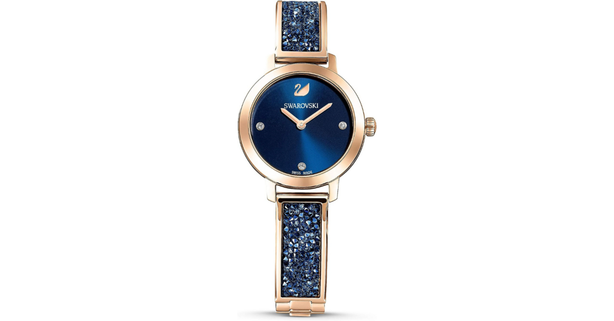 Swarovski Montre Cosmic Rock en Bleu et PVD Doré Rose L'Alliance