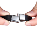 Bracelet magnétique tressé en cuir véritable pour homme accessoires en acier inoxydable