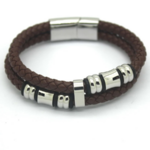 Bracelet en cuir marron pour homme style décontracté et vintage