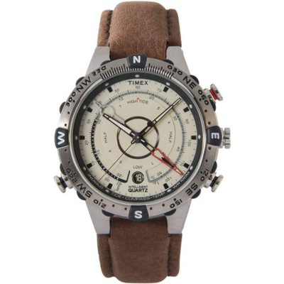 Timex Intelligent Quartz avec boussole, indicateur de marée et bracelet cuir