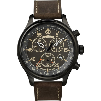 Timex Expedition Chronograph avec cadran outdoor et bracelet cuir marron