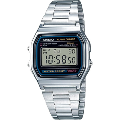 Casio A158WEA montre digitale vintage argentée avec bracelet métal