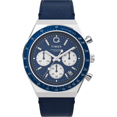 Timex Q Chronograph noire avec boîtier acier et style chronographe rétro