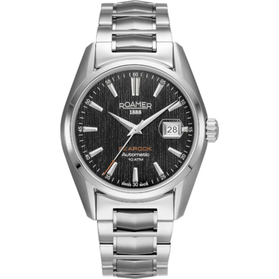 Roamer Searock automatique avec cadran noir et bracelet acier
