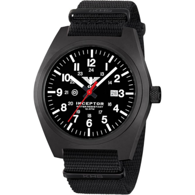 Montre tactique KHS Inceptor noire avec bracelet NATO