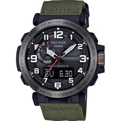 Casio Pro Trek PRW-6600 analogique numérique avec bracelet textile vert