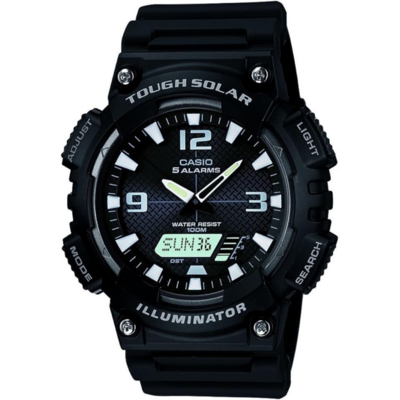 Montre solaire Casio AQ-S810W noire à affichage analogique et numérique