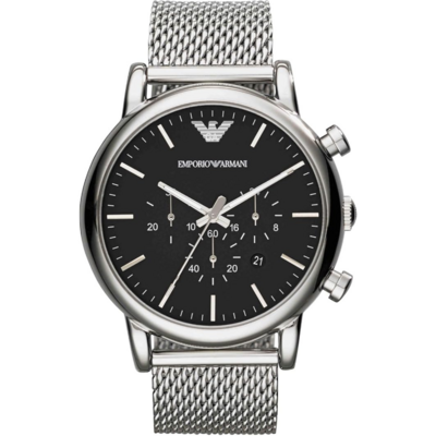 Montre Emporio Armani Luigi argentée avec cadran noir