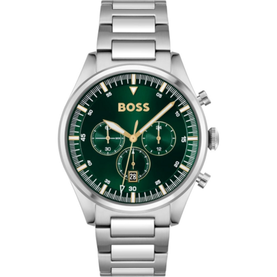 Montre BOSS Pioneer avec cadran vert et bracelet métallique