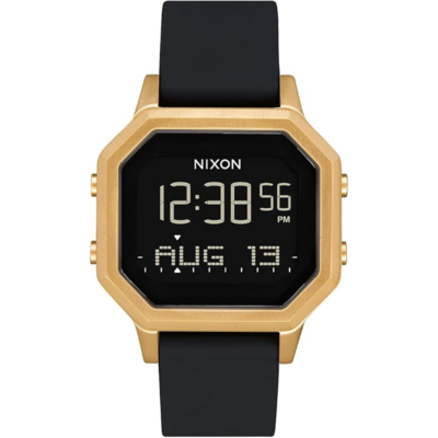Montre numérique Nixon Siren noire avec cadran doré rose