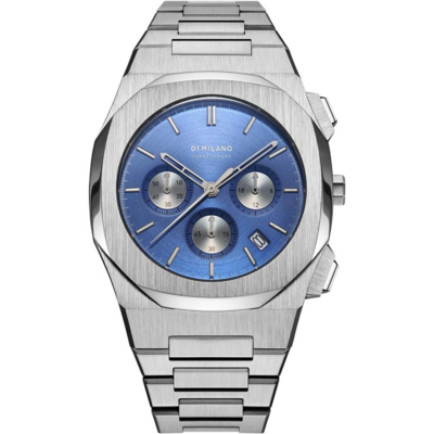 D1 Milano Chronograph CHBJ02 avec cadran bleu et bracelet en acier