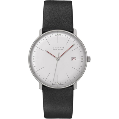 Junghans max bill MEGA Solar avec cadran épuré et boîtier en titane poli