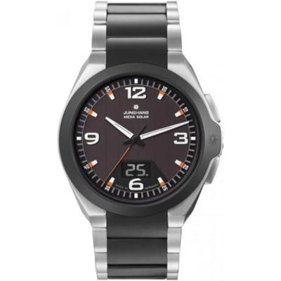 Montre Junghans Spektrum Mega Solar avec cadran sombre et bracelet métallique