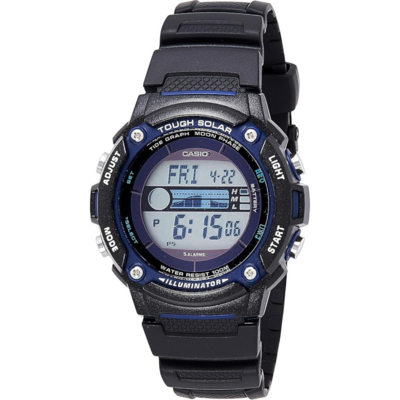 Montre digitale solaire Casio W-S210H avec affichage des marées et phases lunaires