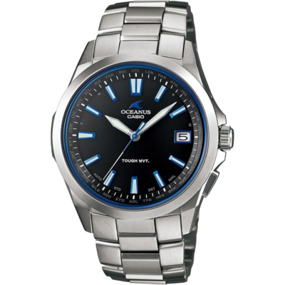 Casio Oceanus OCW-S100 en titane avec cadran noir et accents bleus