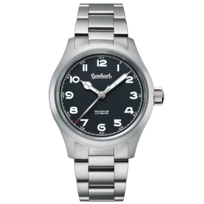 Montre Hanhart Preventor HD12 avec cadran noir et chiffres arabes