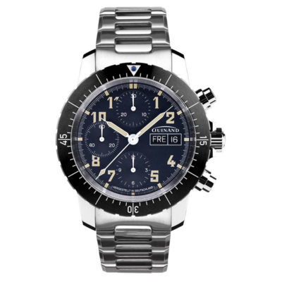 Chronographe pilote automatique Guinand Série 40 à cadran noir