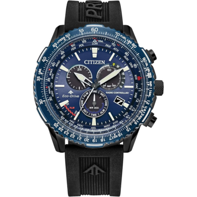 Citizen CB5006-02L avec cadran bleu et bracelet noir