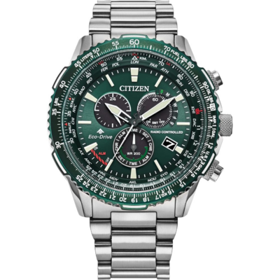 Citizen CB5004-59W avec cadran vert et bracelet en acier