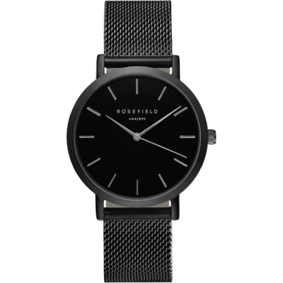 Montre Rosefield The Mercer noire avec bracelet en maille