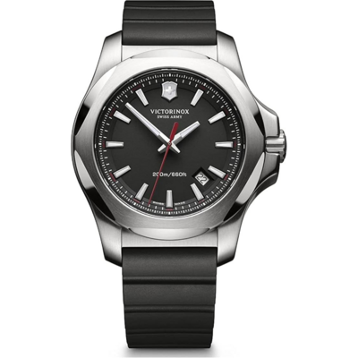Montre Victorinox I.N.O.X. noire avec bracelet caoutchouc