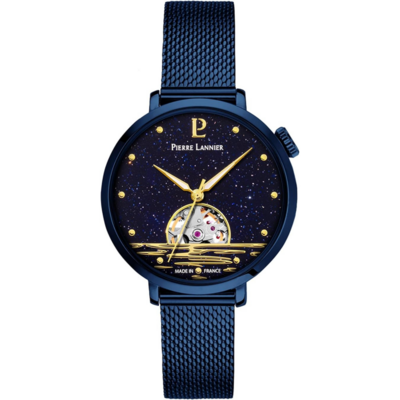 Montre Pierre Lannier Australe automatique bleue à cœur ouvert