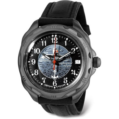 Vostok Komandirskie 211831 avec cadran militaire noir et bleu