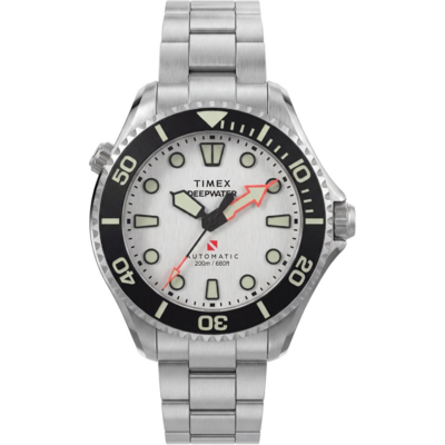 Timex TW3A01600 Deepwater Meridian 200 avec cadran argenté blanc et bracelet acier