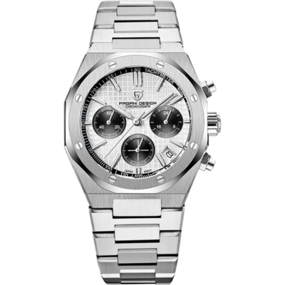 Montre chronographe Pagani Design PD-1707 avec lunette octogonale et bracelet acier