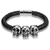 Bracelet en cuir véritable pour femme tête de mort boucle magnétique en acier inoxydable