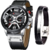 Montre de sport squelette en cuir analogique