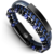 Le Meilleur Bracelet Bleu pour Homme Casisto.J - Bracelet Homme en Cuir Véritable Bleu et Bracelet en Acier Inoxydable